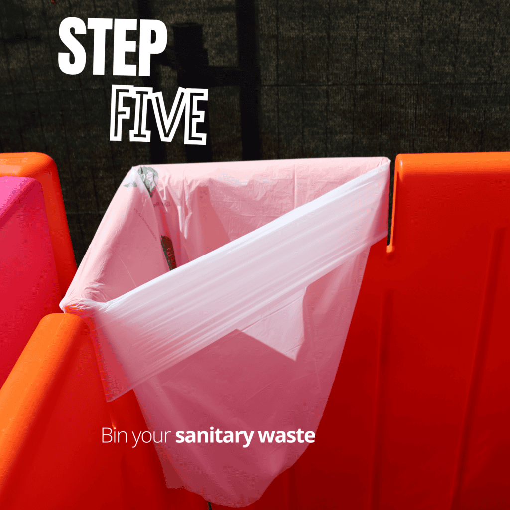 How to use a PEEQUAL women's urinal - step five - bin your sanitary waste